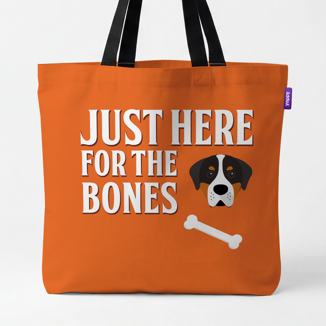 'Just Here for the Bones' - Personalized {breedCommonName} Canvas Bag