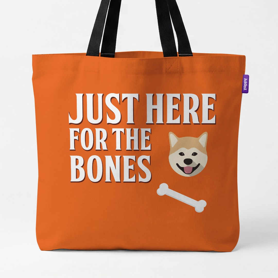 'Just Here for the Bones' - Personalized {breedCommonName} Canvas Bag