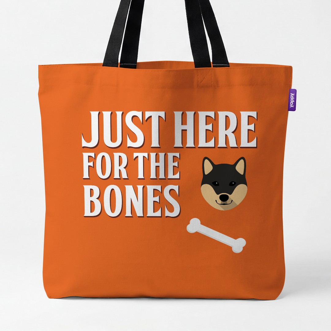 'Just Here for the Bones' - Personalized {breedCommonName} Canvas Bag