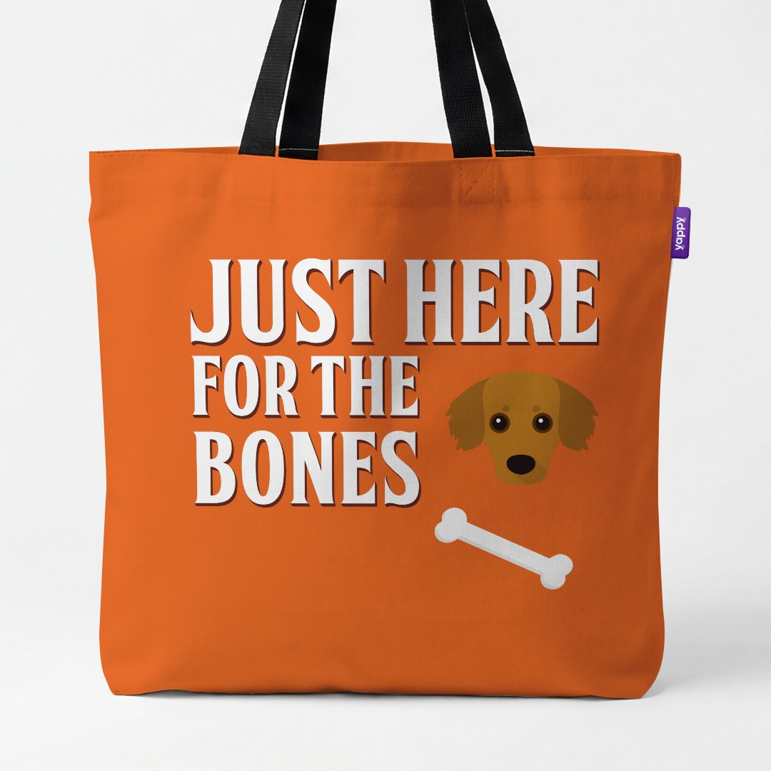 'Just Here for the Bones' - Personalized {breedCommonName} Canvas Bag