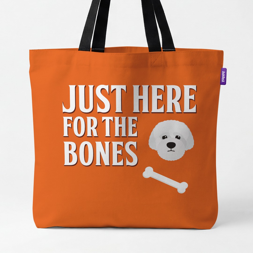 'Just Here for the Bones' - Personalized {breedCommonName} Canvas Bag