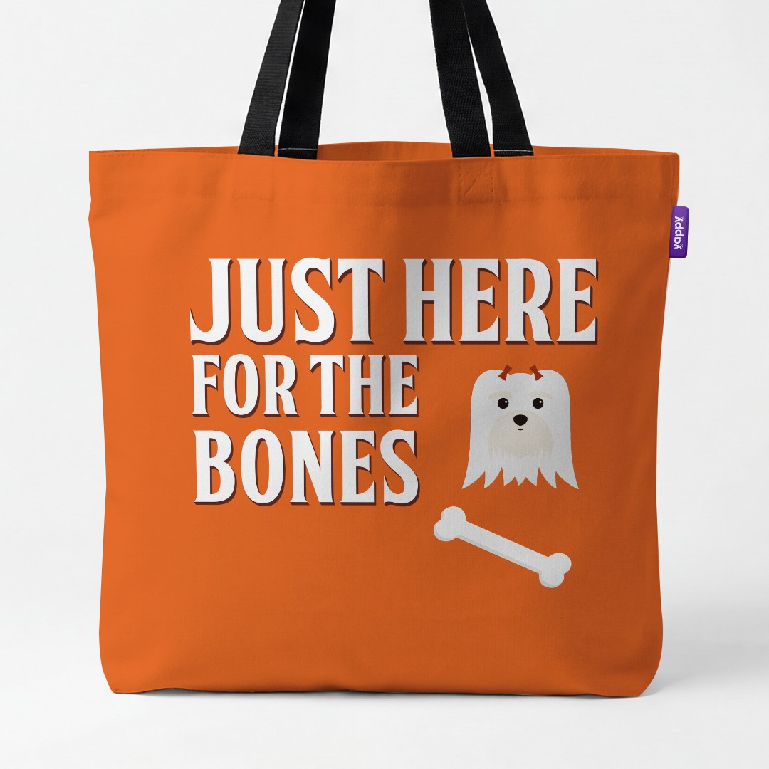 'Just Here for the Bones' - Personalized {breedCommonName} Canvas Bag