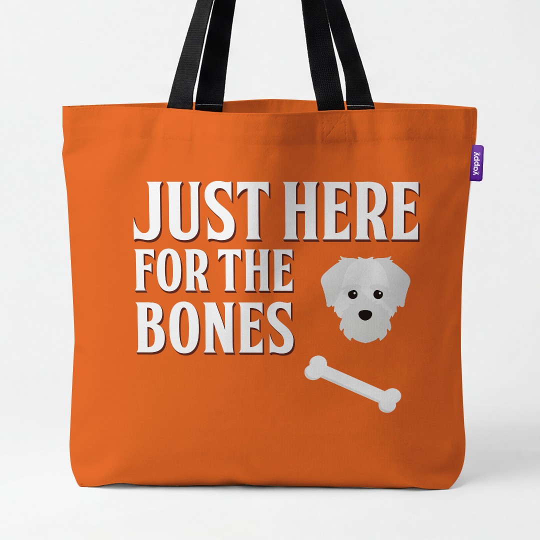 'Just Here for the Bones' - Personalized {breedCommonName} Canvas Bag
