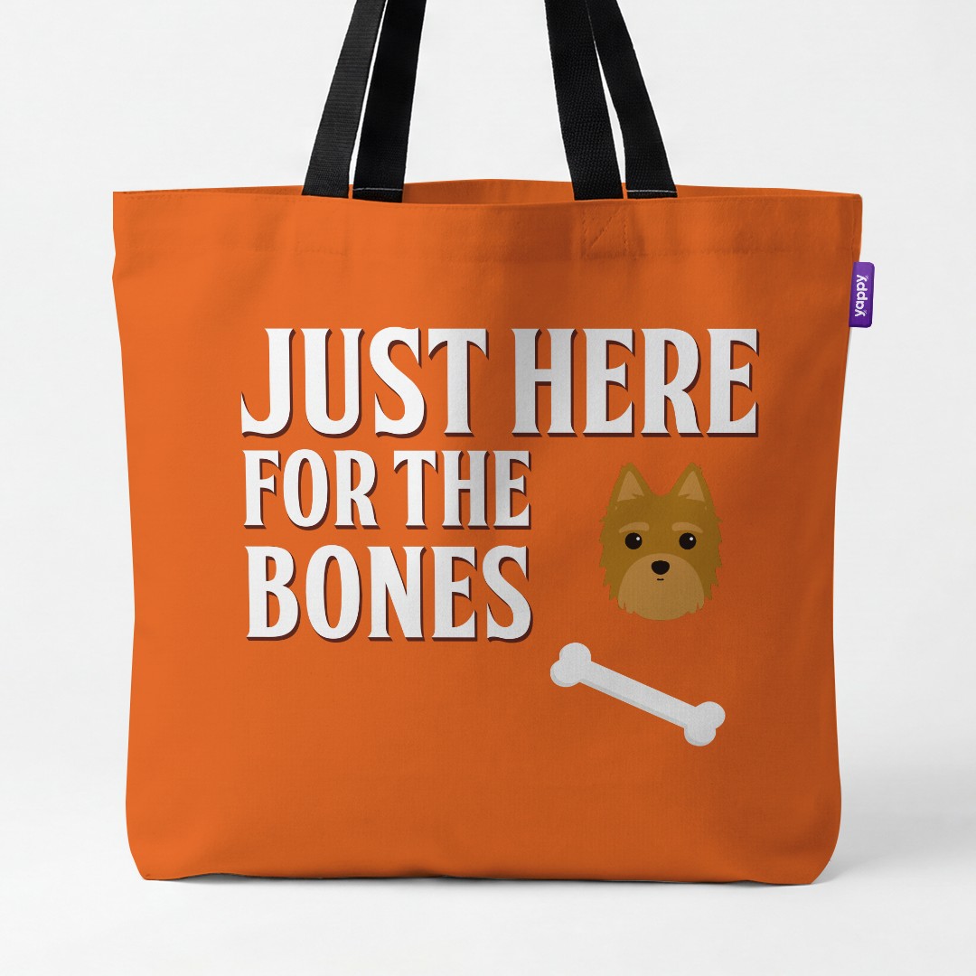 'Just Here for the Bones' - Personalized {breedCommonName} Canvas Bag