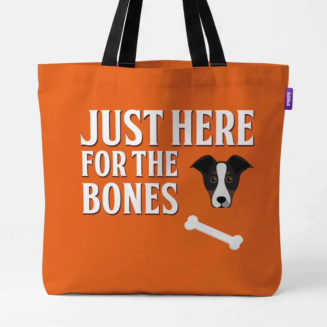 'Just Here for the Bones' - Personalised {breedCommonName} Canvas Bag