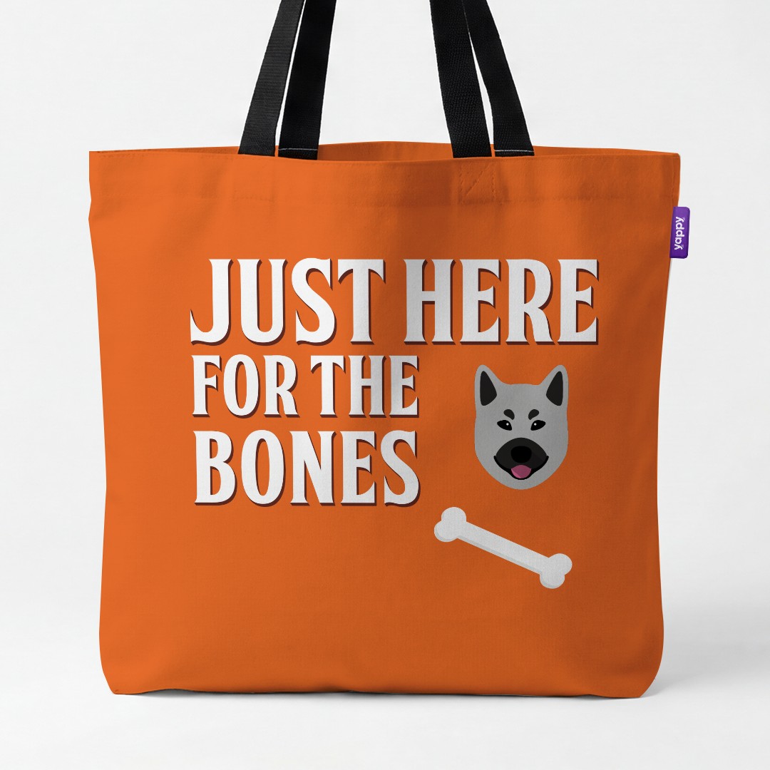 'Just Here for the Bones' - Personalized {breedCommonName} Canvas Bag