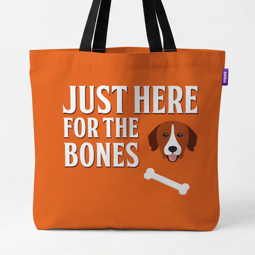 'Just Here for the Bones' - Personalized {breedCommonName} Canvas Bag