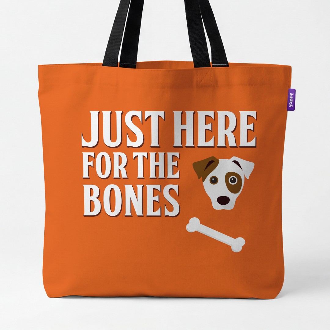 'Just Here for the Bones' - Personalized {breedCommonName} Canvas Bag