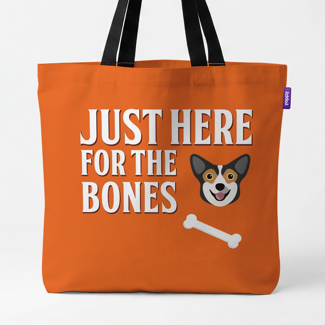 'Just Here for the Bones' - Personalized {breedCommonName} Canvas Bag