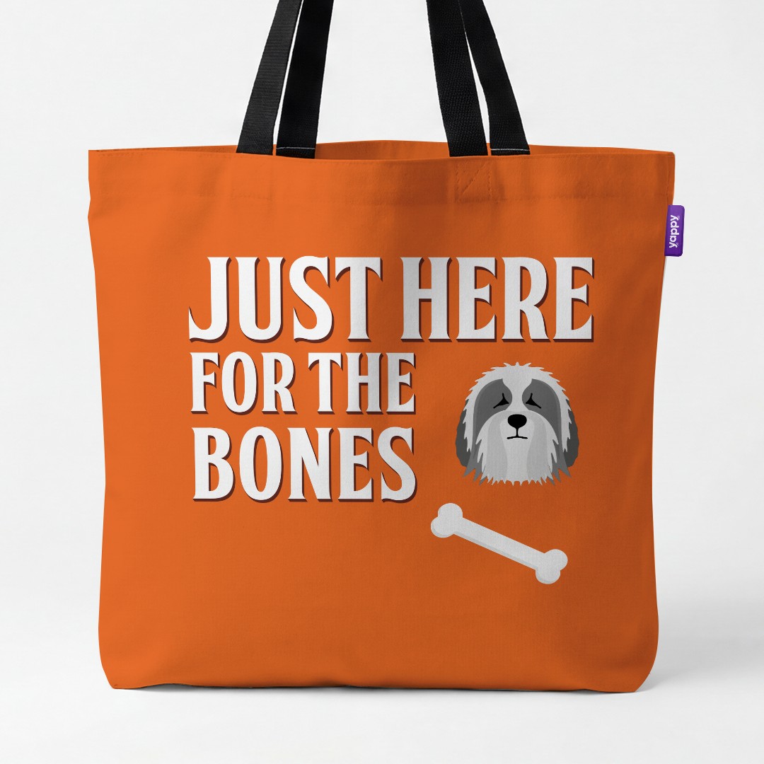 'Just Here for the Bones' - Personalized {breedCommonName} Canvas Bag