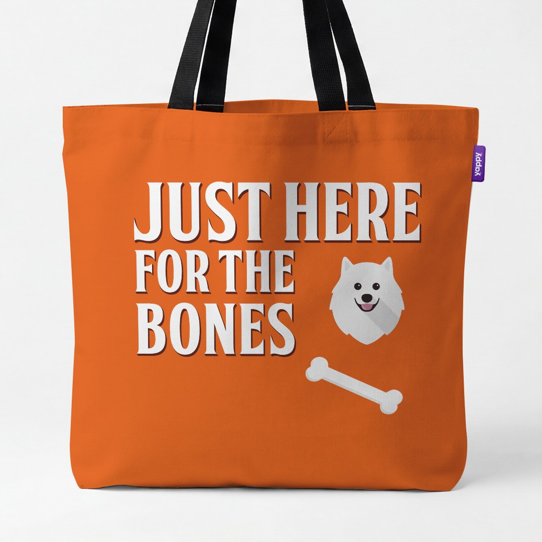 'Just Here for the Bones' - Personalised {breedCommonName} Canvas Bag