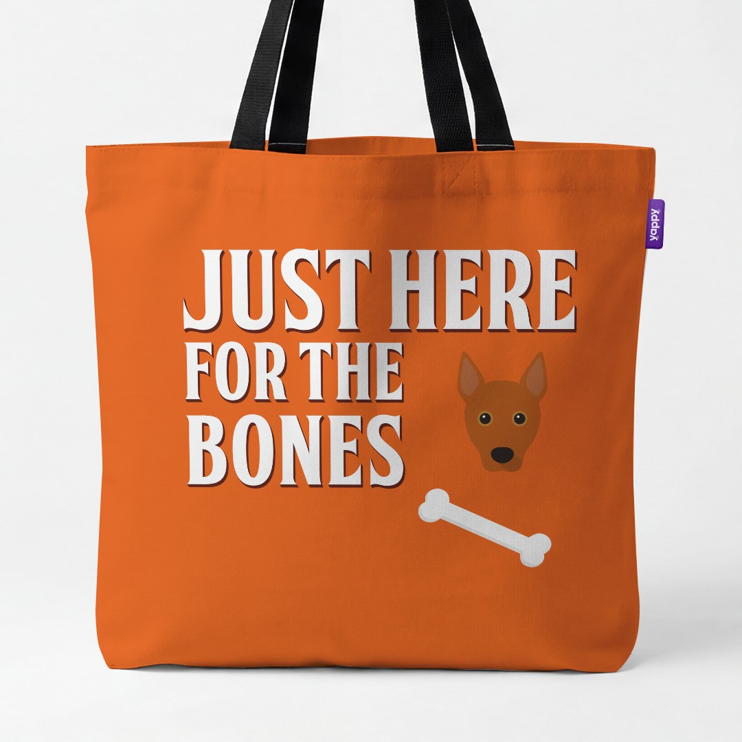 'Just Here for the Bones' - Personalized {breedCommonName} Canvas Bag
