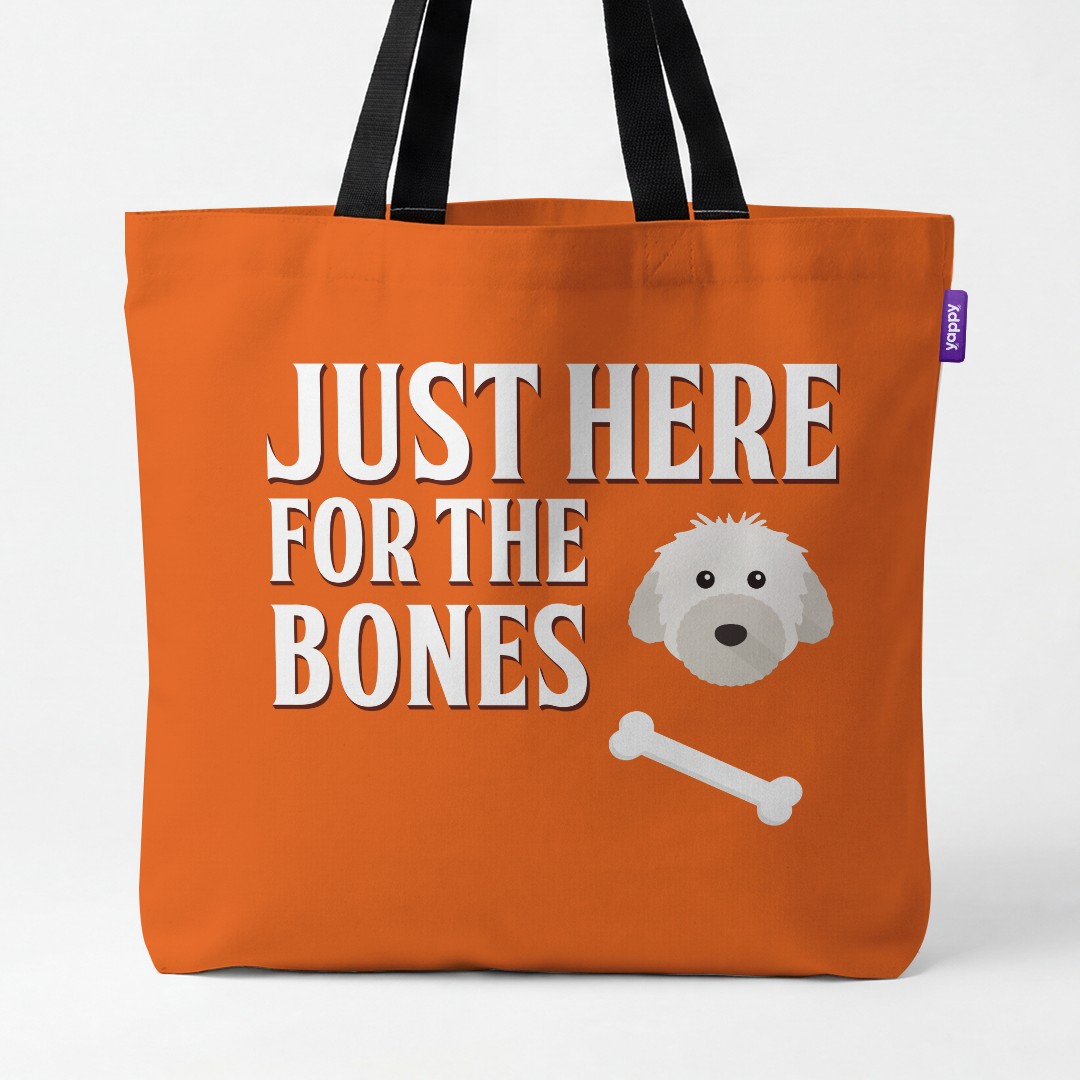 'Just Here for the Bones' - Personalized {breedCommonName} Canvas Bag