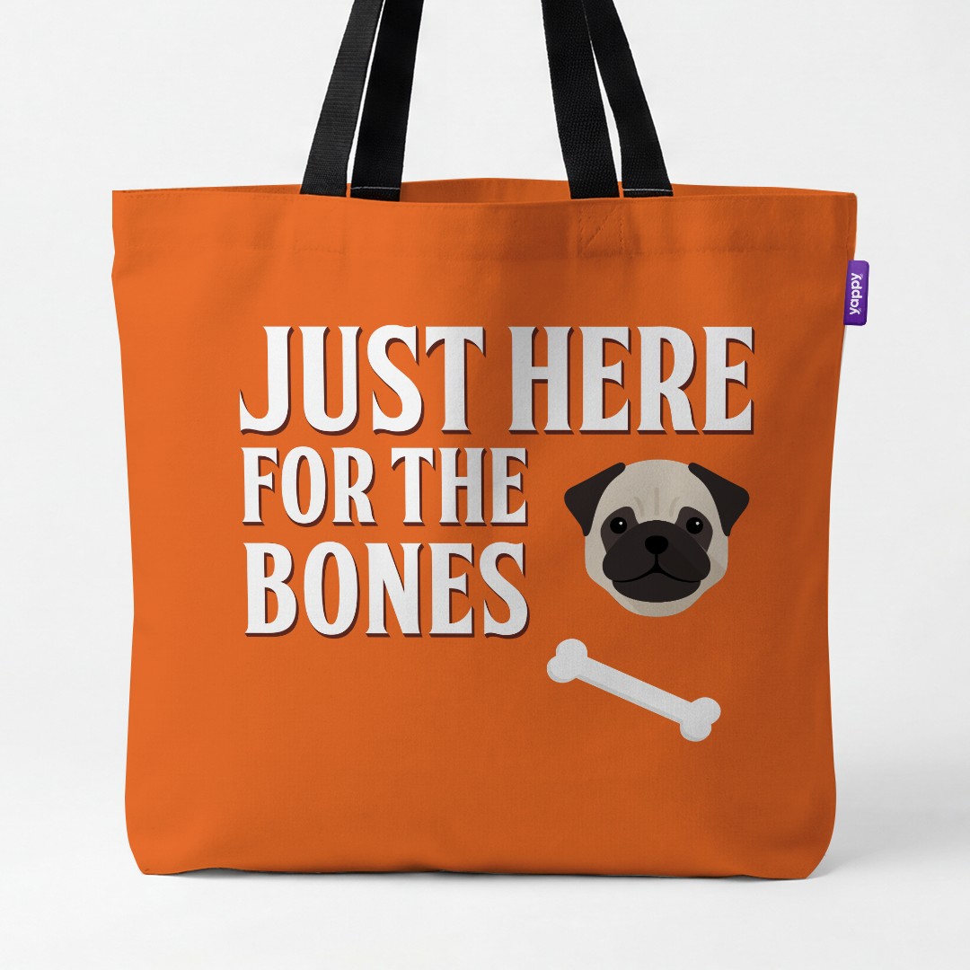 'Just Here for the Bones' - Personalized {breedCommonName} Canvas Bag
