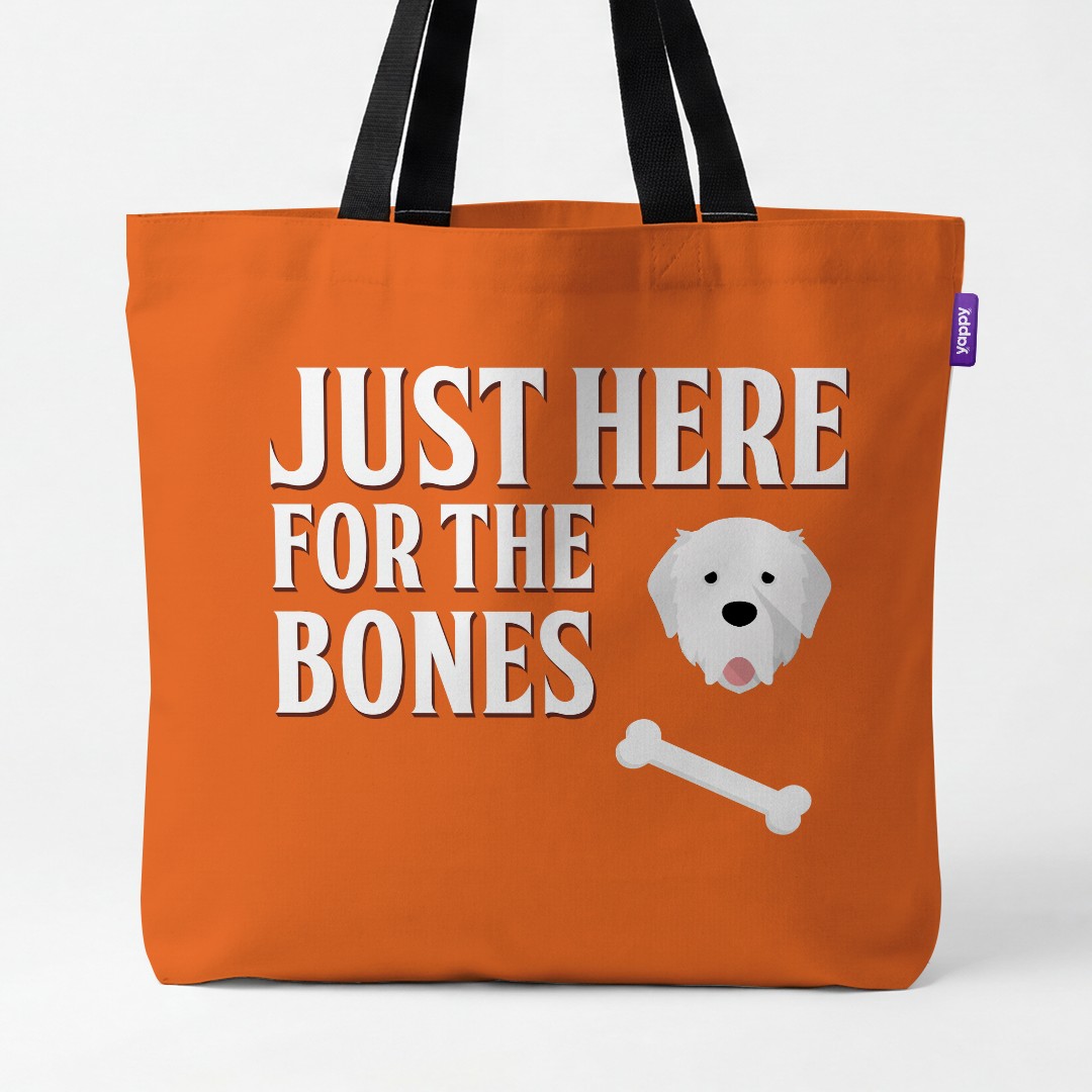 'Just Here for the Bones' - Personalized {breedCommonName} Canvas Bag