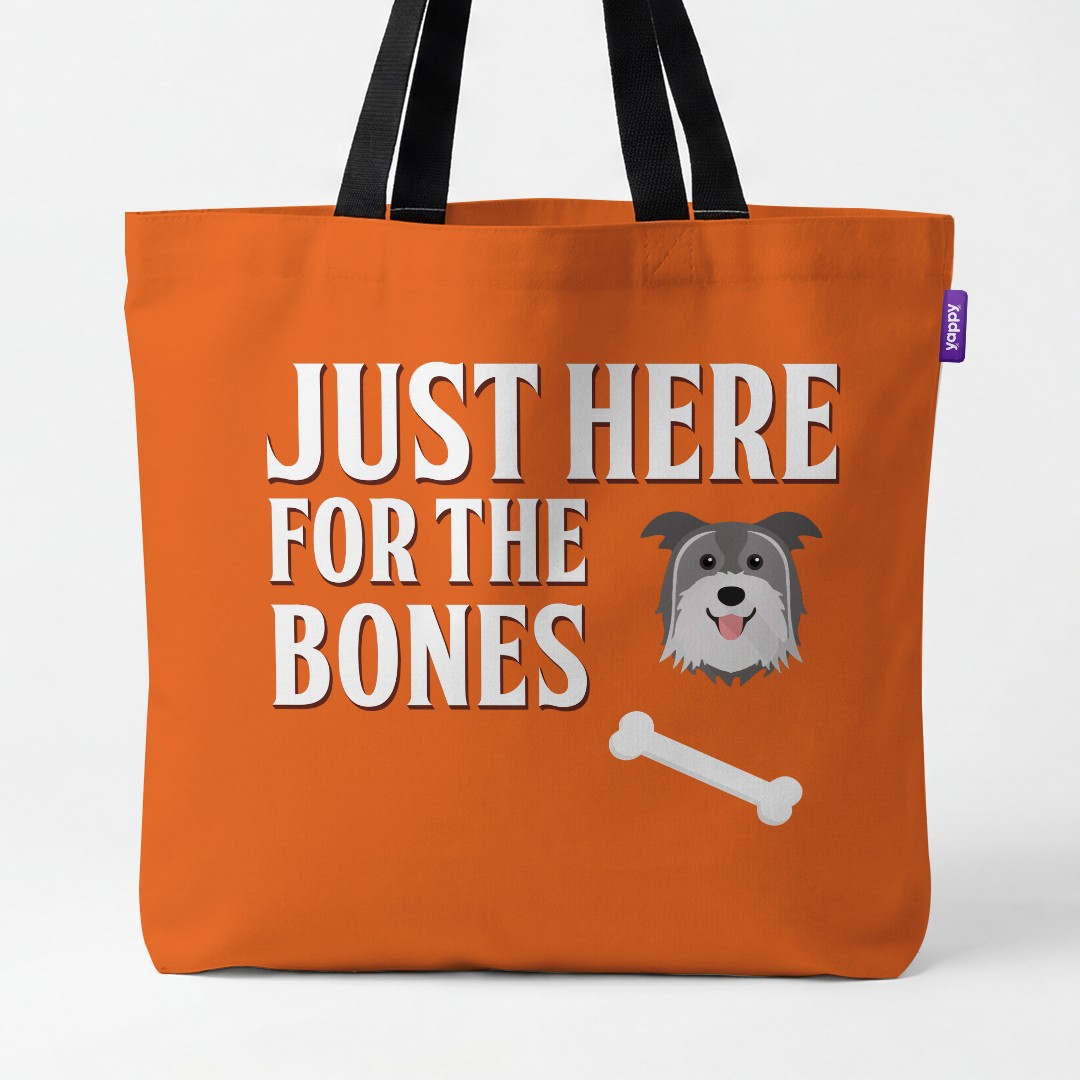 'Just Here for the Bones' - Personalized {breedCommonName} Canvas Bag