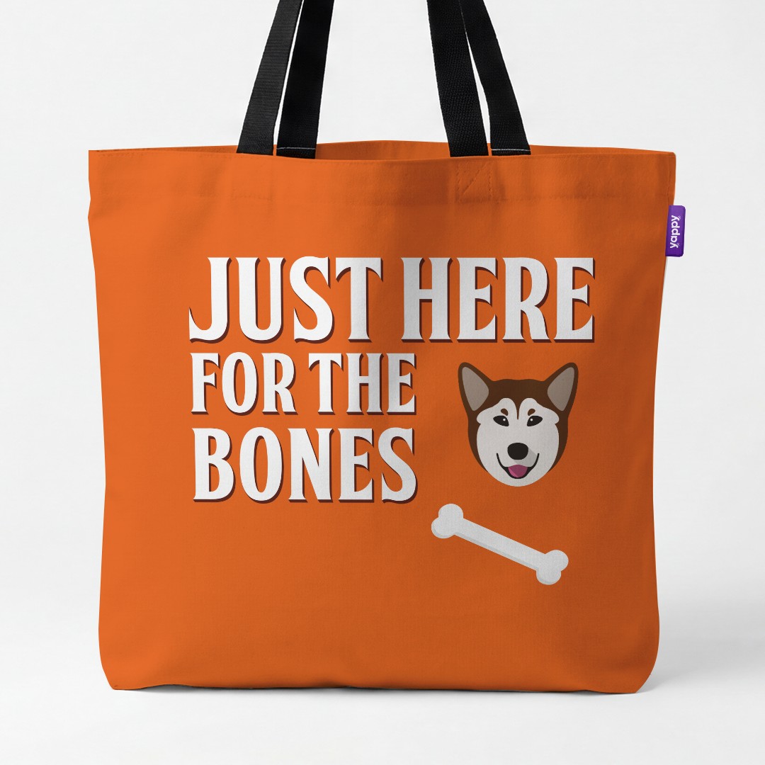'Just Here for the Bones' - Personalized {breedCommonName} Canvas Bag