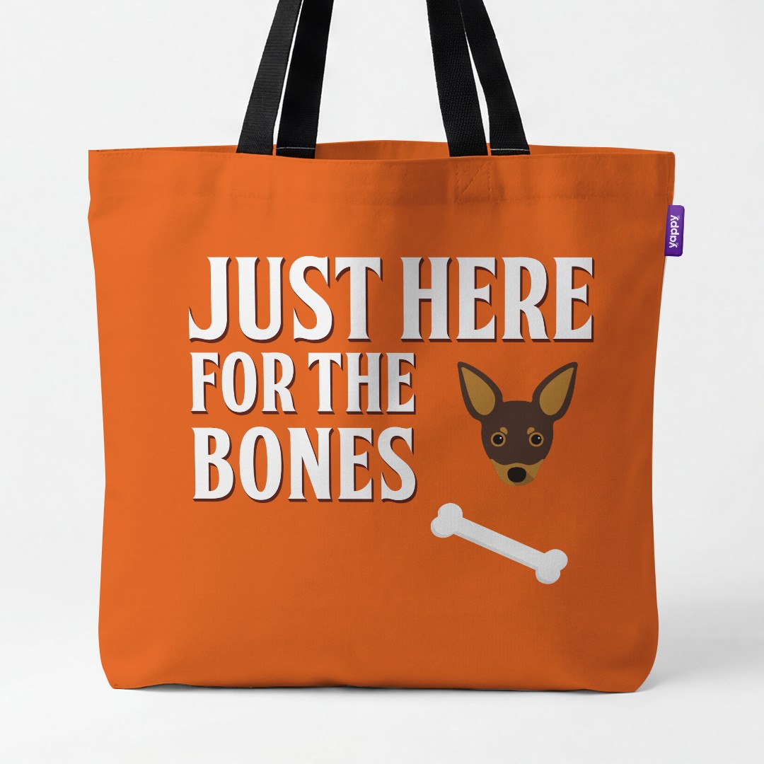 'Just Here for the Bones' - Personalized {breedCommonName} Canvas Bag