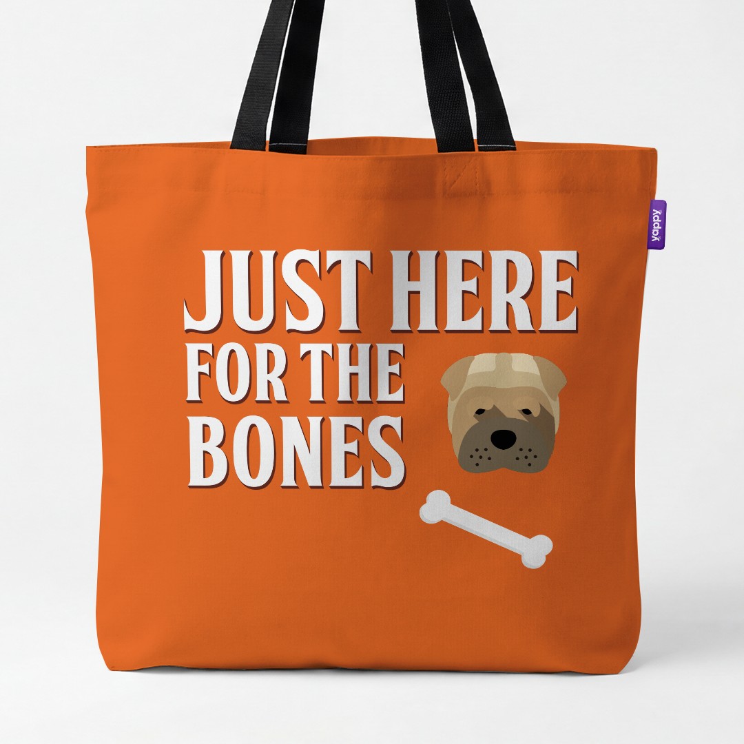 'Just Here for the Bones' - Personalised {breedCommonName} Canvas Bag