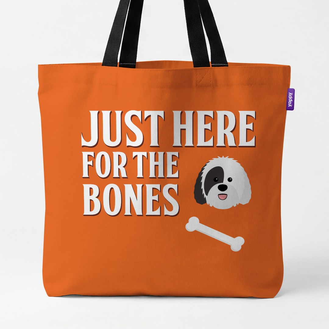 'Just Here for the Bones' - Personalized {breedCommonName} Canvas Bag
