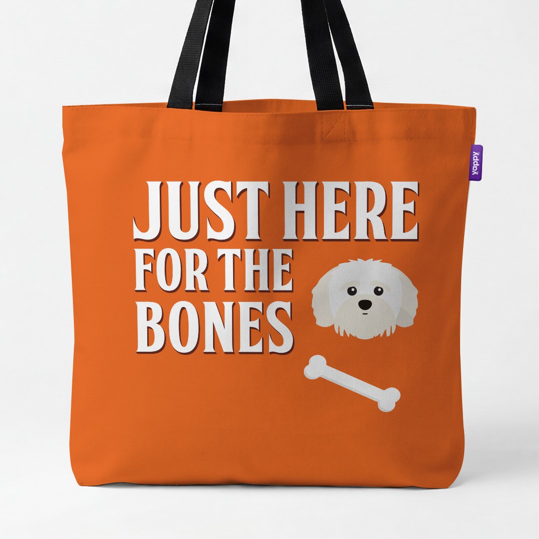 'Just Here for the Bones' - Personalized {breedCommonName} Canvas Bag
