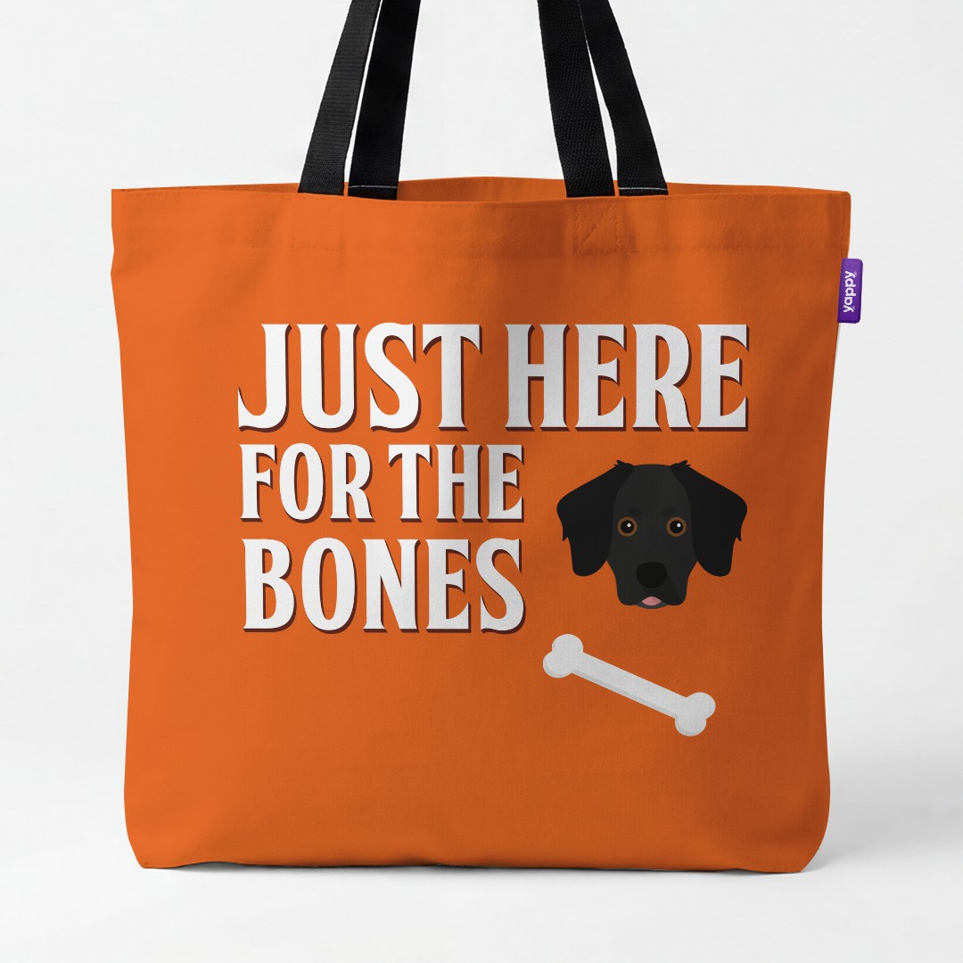 'Just Here for the Bones' - Personalized {breedCommonName} Canvas Bag
