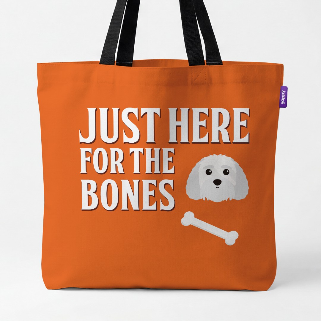 'Just Here for the Bones' - Personalized {breedCommonName} Canvas Bag