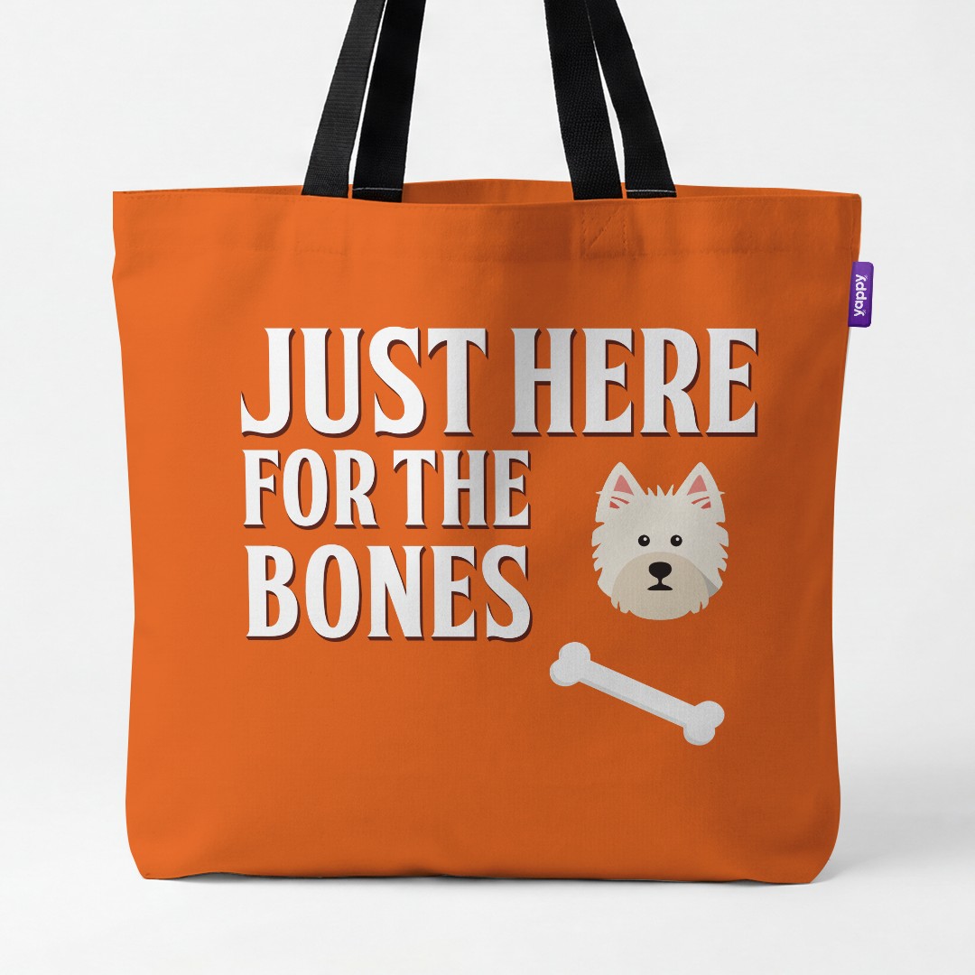 'Just Here for the Bones' - Personalized {breedCommonName} Canvas Bag