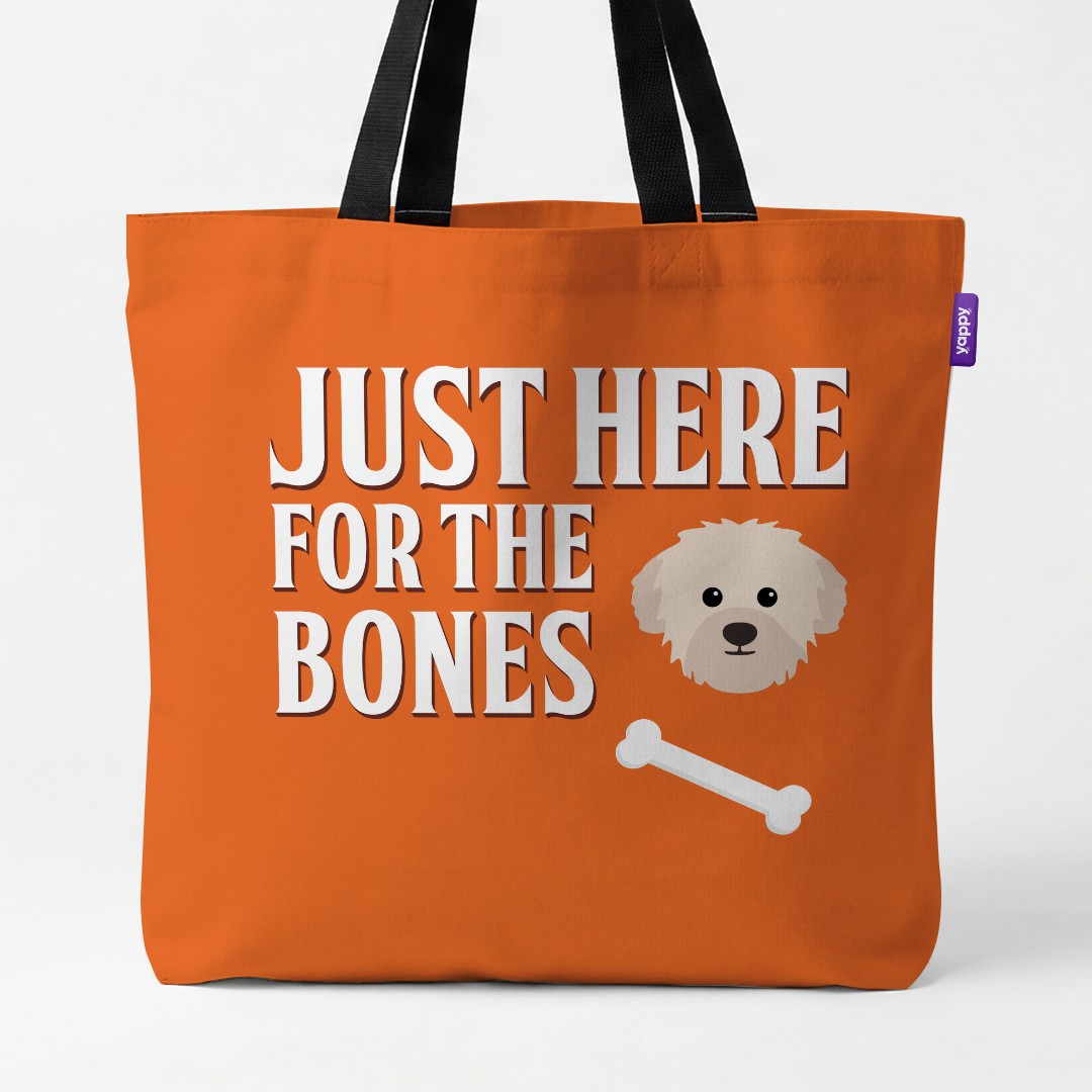 'Just Here for the Bones' - Personalized {breedCommonName} Canvas Bag