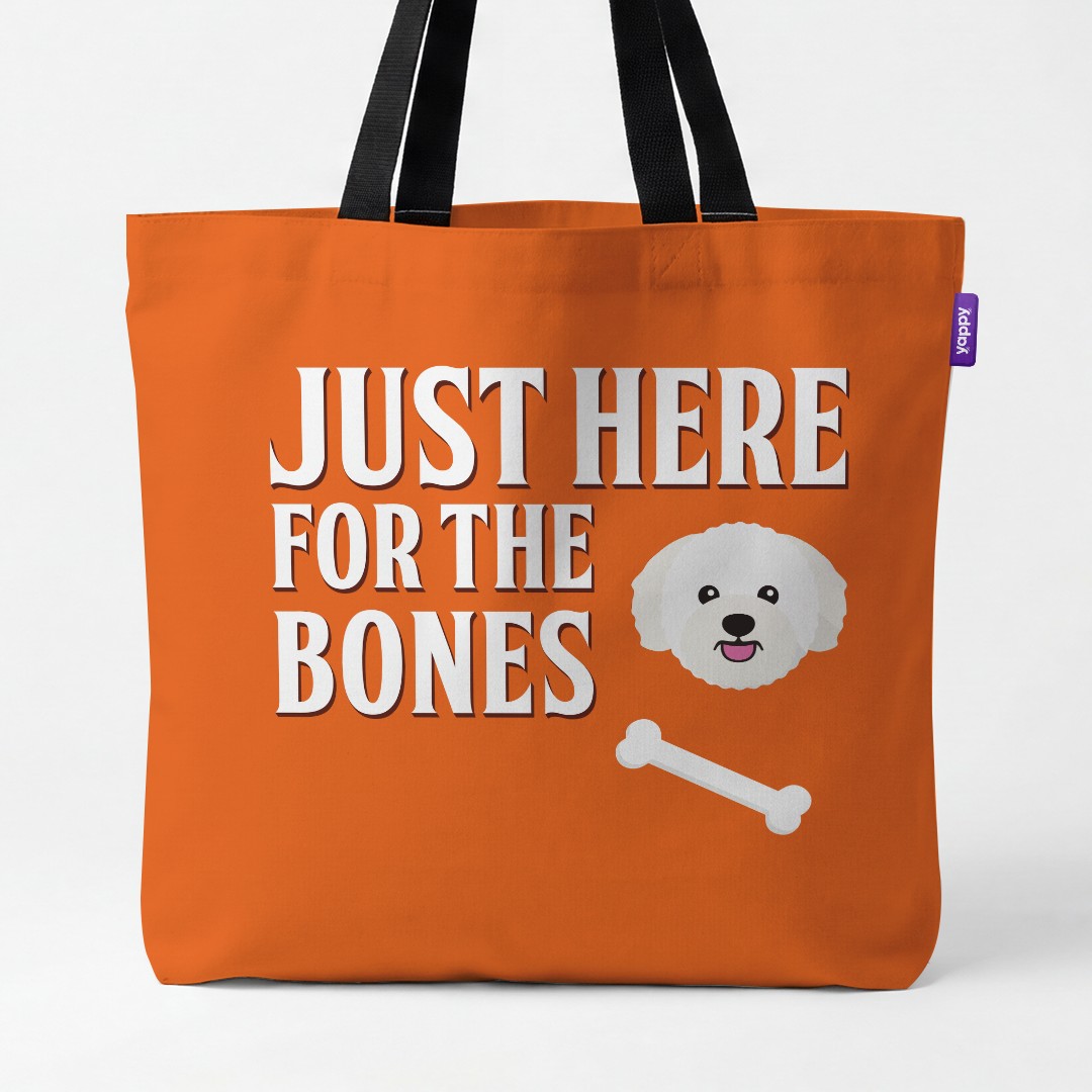 'Just Here for the Bones' - Personalized {breedCommonName} Canvas Bag