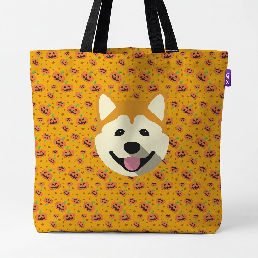 'Happy Pumpkin' - Personalized {breedCommonName} Canvas Bag