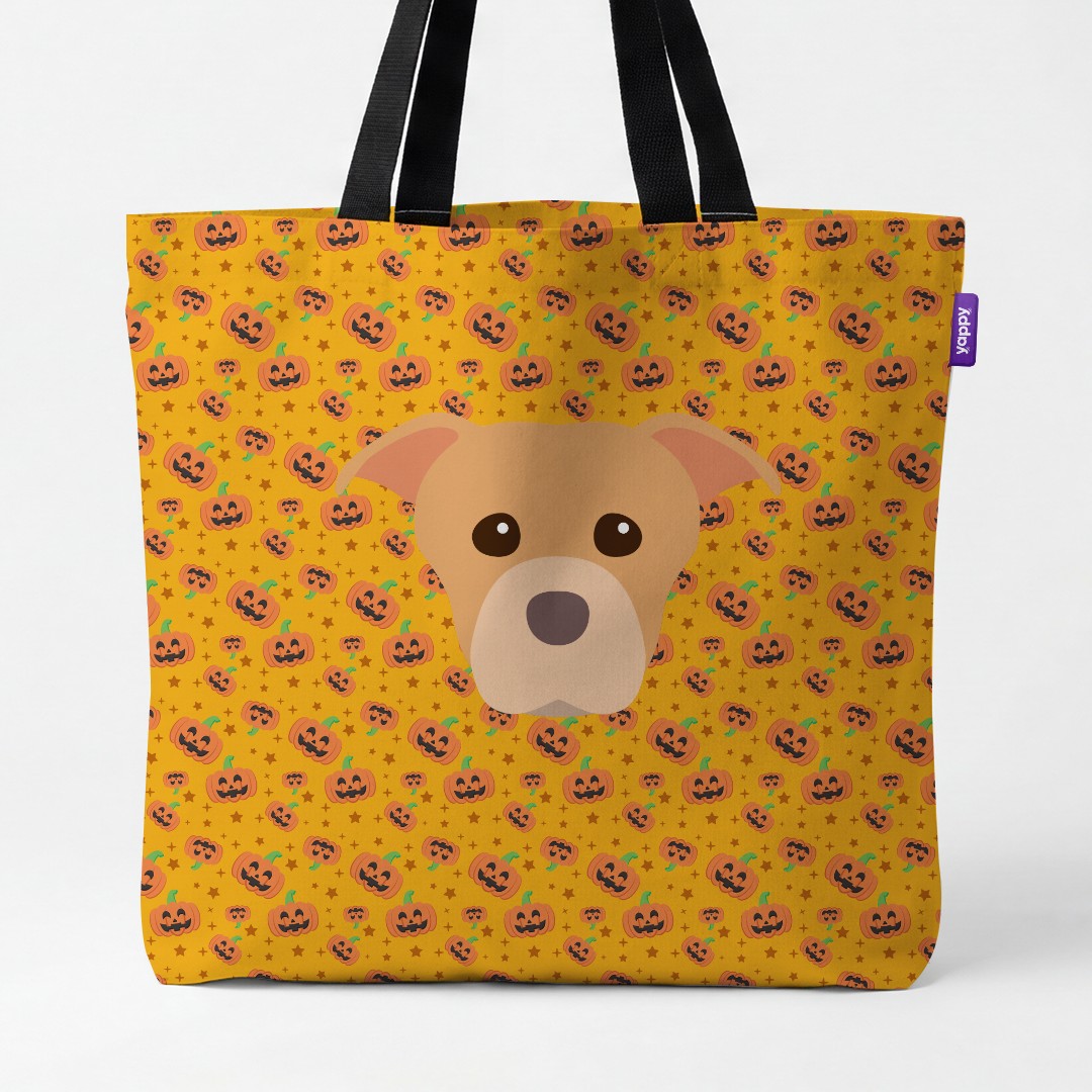 'Happy Pumpkin' - Personalized {breedCommonName} Canvas Bag