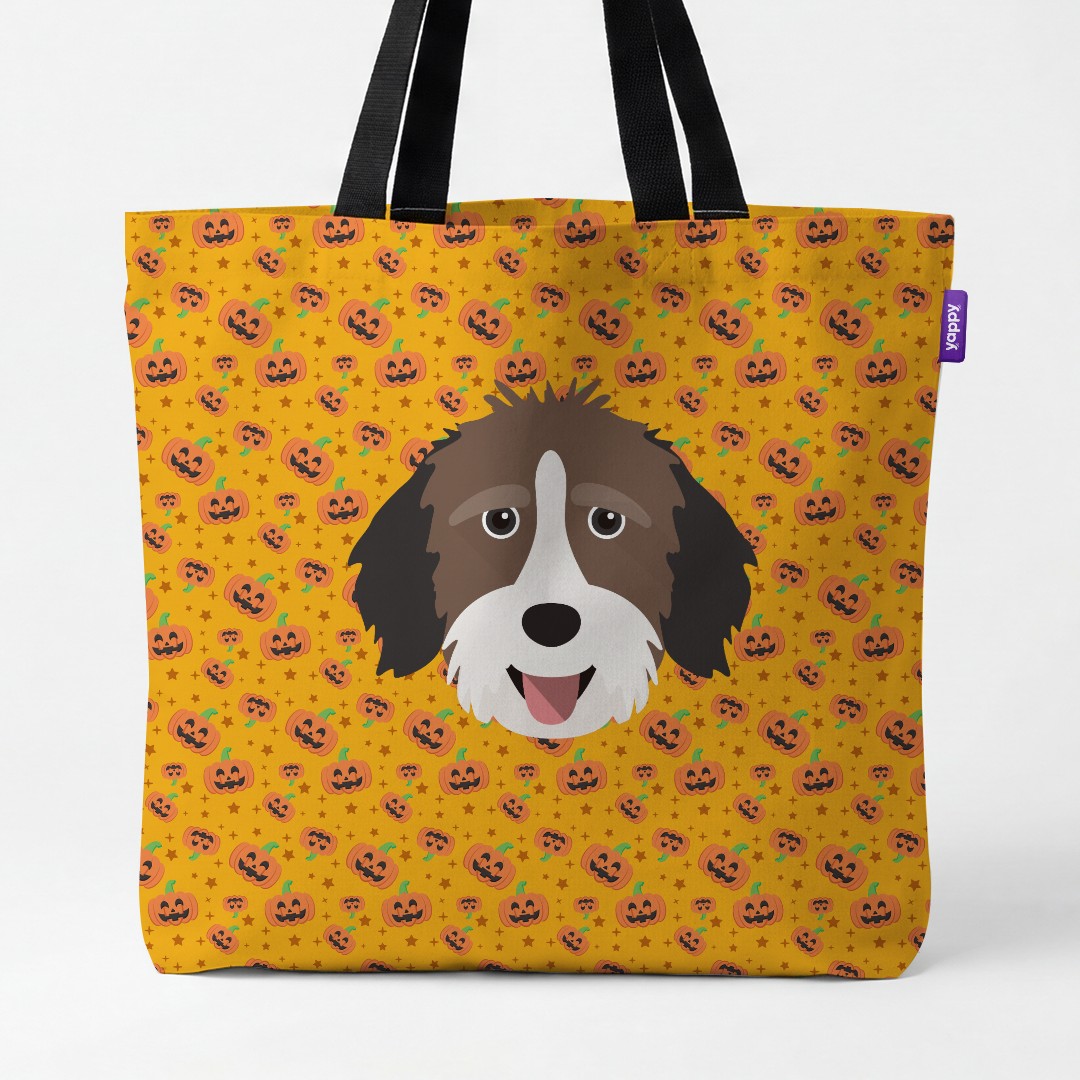 'Happy Pumpkin' - Personalized {breedCommonName} Canvas Bag