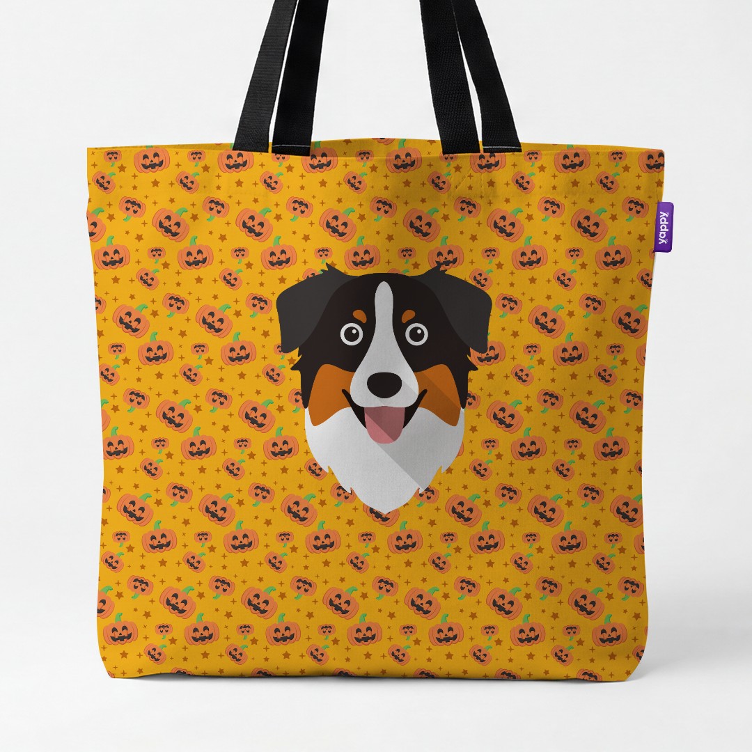 'Happy Pumpkin' - Personalized {breedCommonName} Canvas Bag