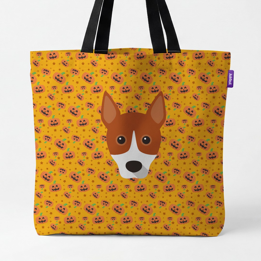 'Happy Pumpkin' - Personalized {breedCommonName} Canvas Bag