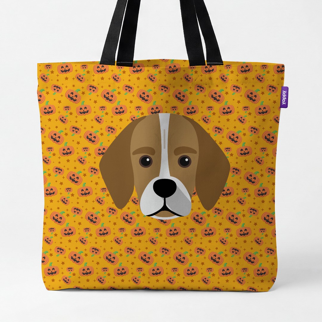 'Happy Pumpkin' - Personalized {breedCommonName} Canvas Bag