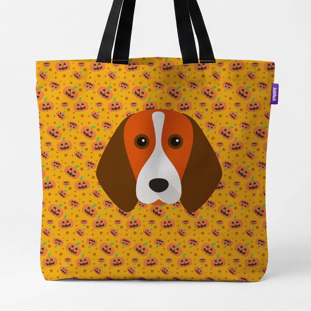 'Happy Pumpkin' - Personalized {breedCommonName} Canvas Bag