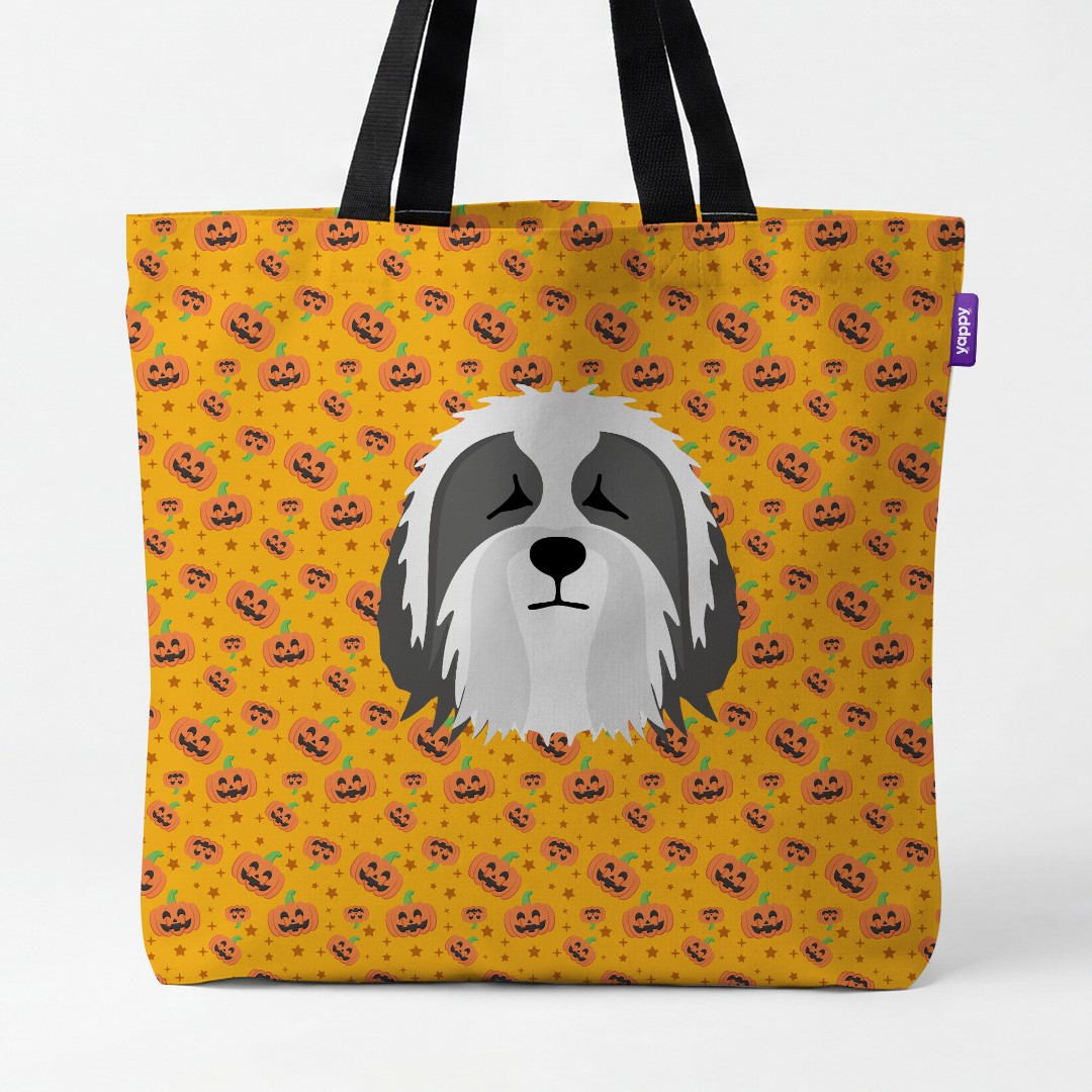 'Happy Pumpkin' - Personalized {breedCommonName} Canvas Bag