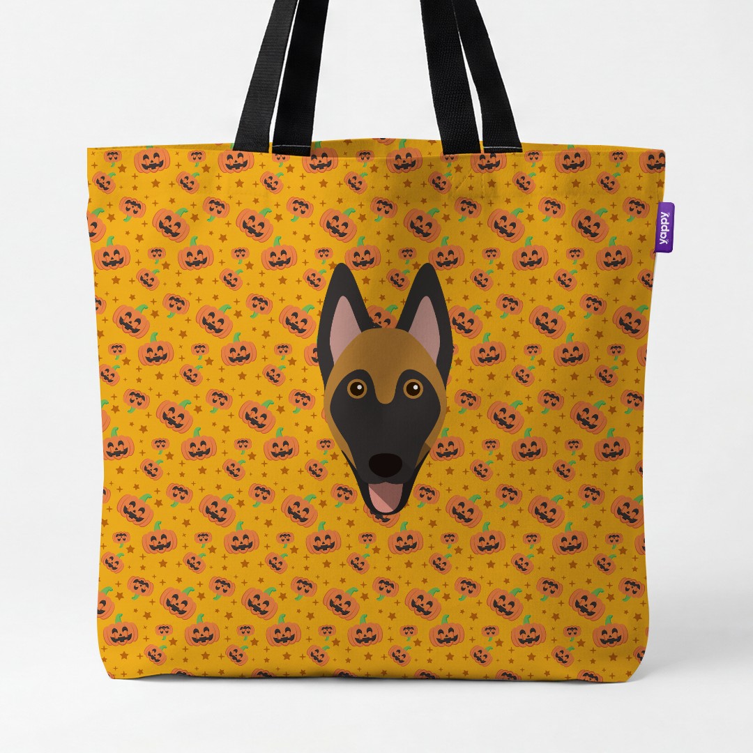 'Happy Pumpkin' - Personalised {breedCommonName} Canvas Bag