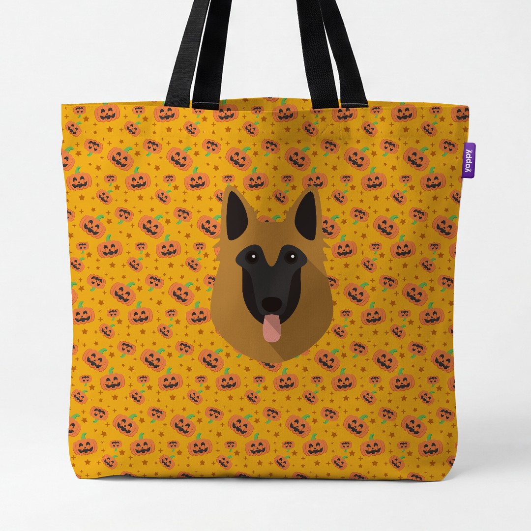'Happy Pumpkin' - Personalized {breedCommonName} Canvas Bag