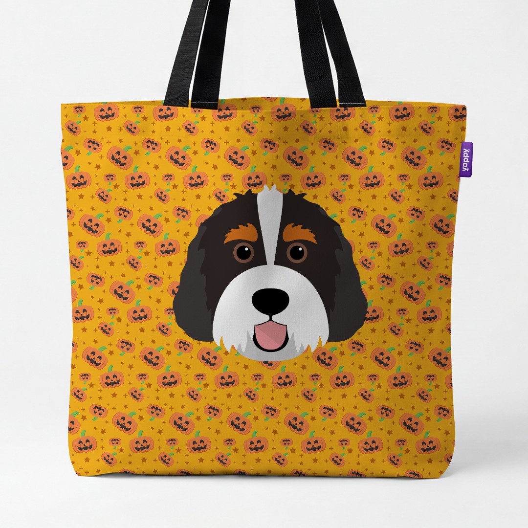 'Happy Pumpkin' - Personalized {breedCommonName} Canvas Bag