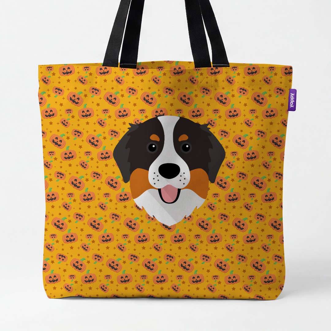 'Happy Pumpkin' - Personalized {breedCommonName} Canvas Bag