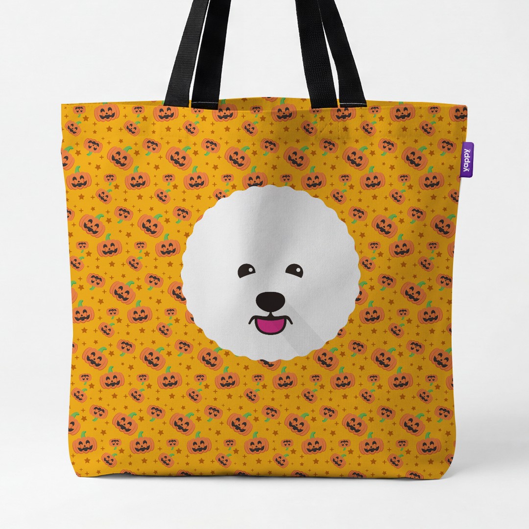 'Happy Pumpkin' - Personalized {breedCommonName} Canvas Bag