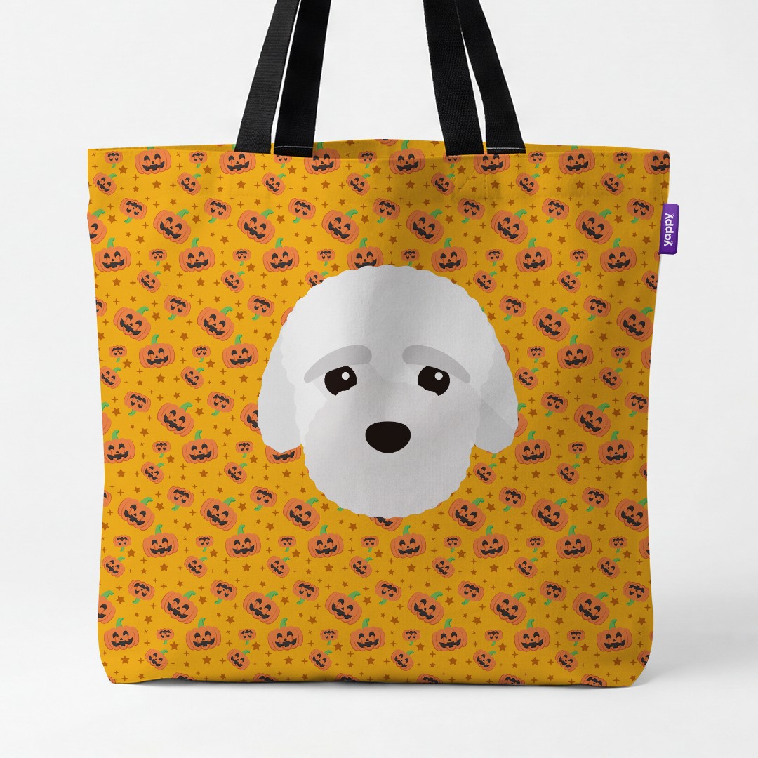 'Happy Pumpkin' - Personalised {breedCommonName} Canvas Bag