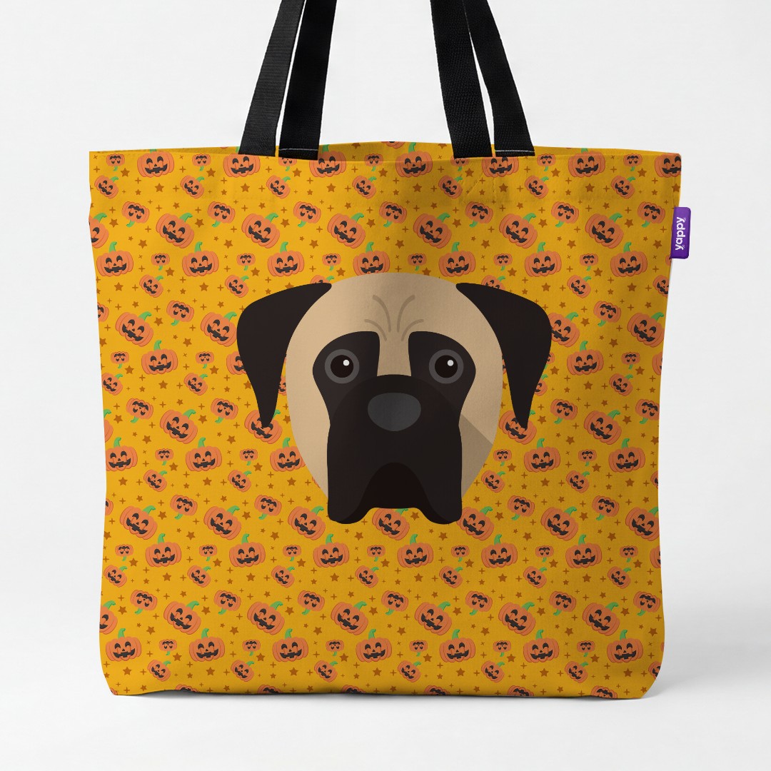 'Happy Pumpkin' - Personalized {breedCommonName} Canvas Bag