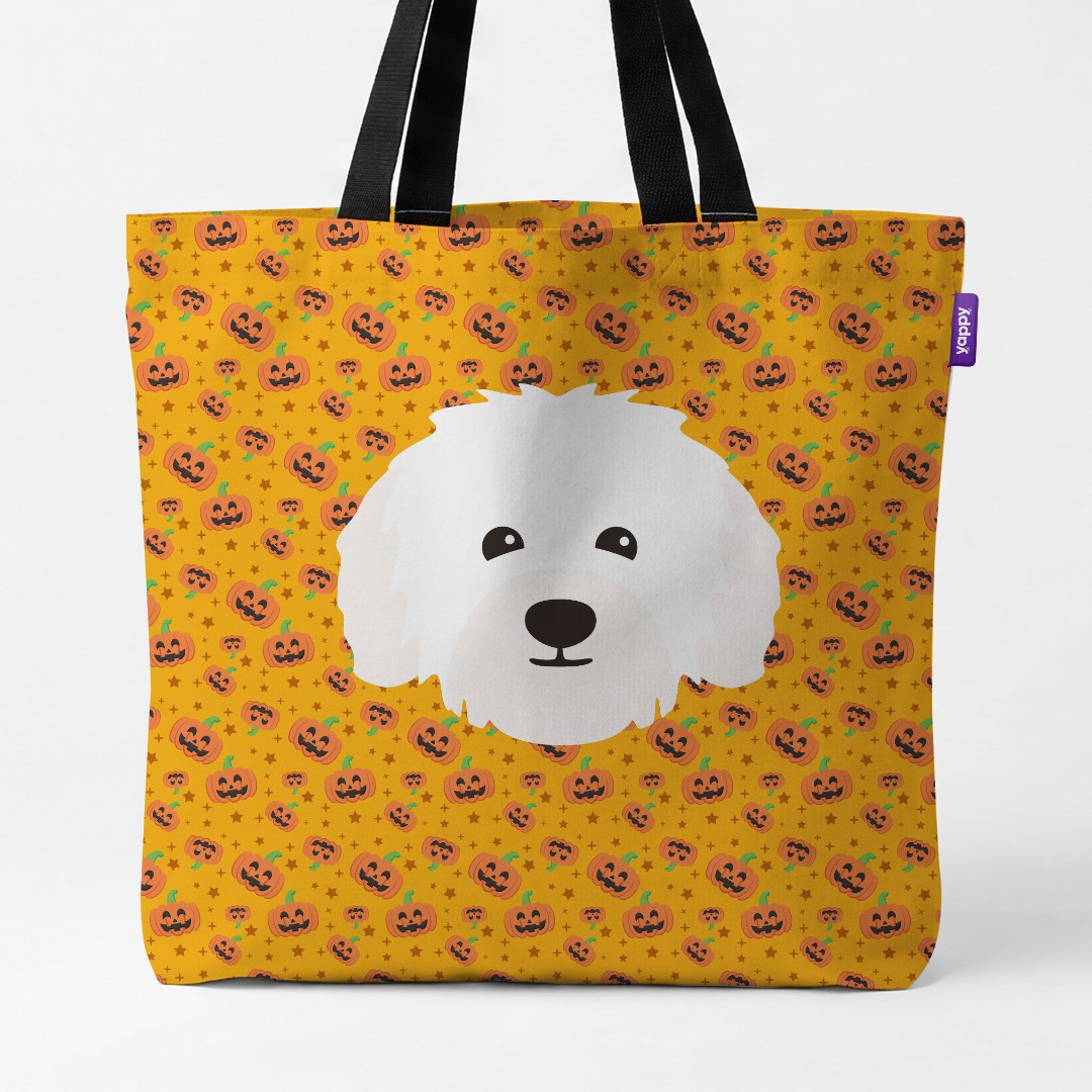 'Happy Pumpkin' - Personalized {breedCommonName} Canvas Bag