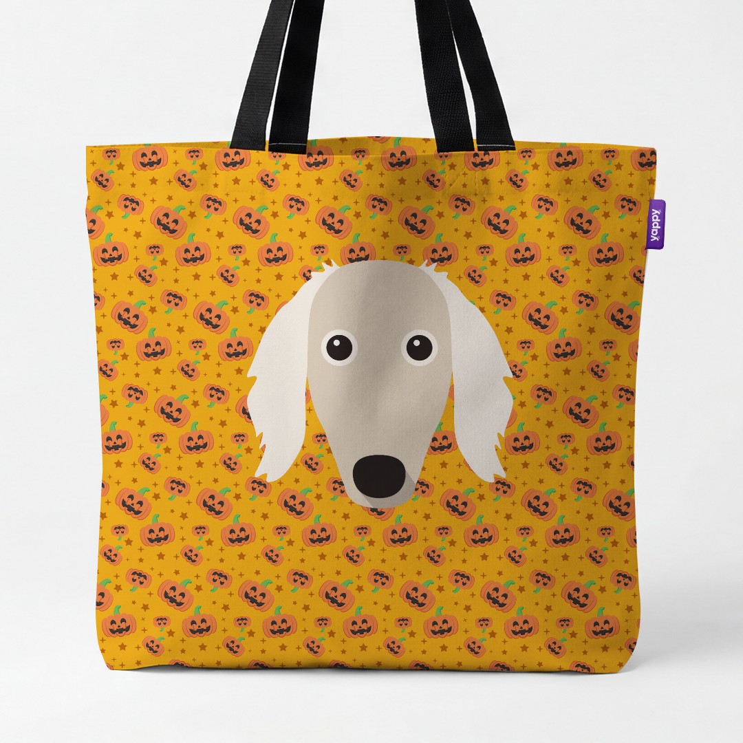 'Happy Pumpkin' - Personalized {breedCommonName} Canvas Bag