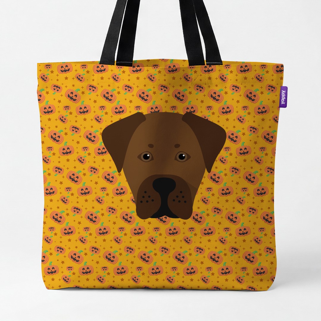 'Happy Pumpkin' - Personalized {breedCommonName} Canvas Bag