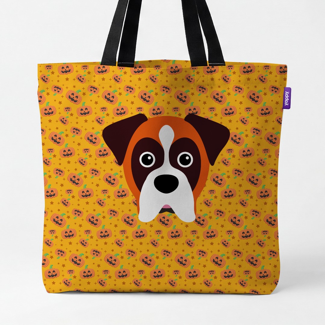 'Happy Pumpkin' - Personalized {breedCommonName} Canvas Bag