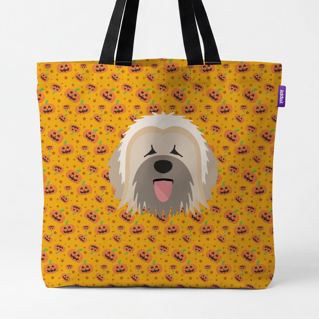 'Happy Pumpkin' - Personalized {breedCommonName} Canvas Bag